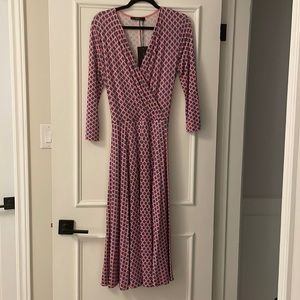 MaxMara Weekend pink blue geometric midi dress size medium
